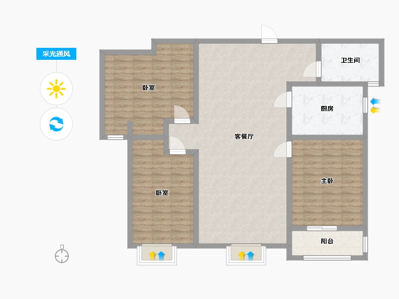 甘肃省-平凉市-灵世纪花园二区-120.00-户型库-采光通风