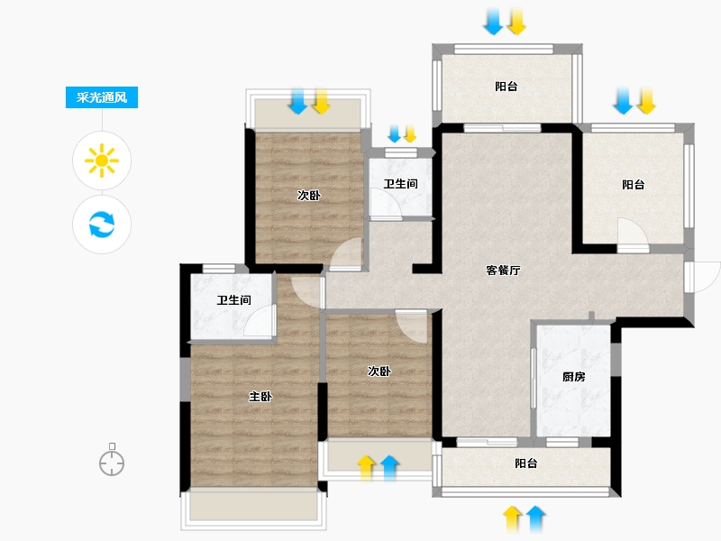 广西壮族自治区-崇左市-南湖三千院-92.00-户型库-采光通风