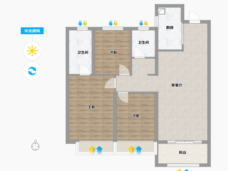 江苏省-宿迁市-奥园誉湖书院-91.00-户型库-采光通风