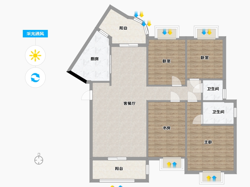 湖南省-衡阳市-湘江明珠-137.00-户型库-采光通风