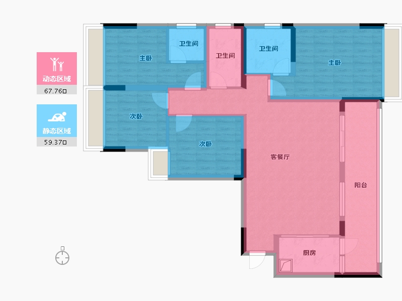 贵州省-黔南布依族苗族自治州-河畔阳光B区-115.20-户型库-动静分区