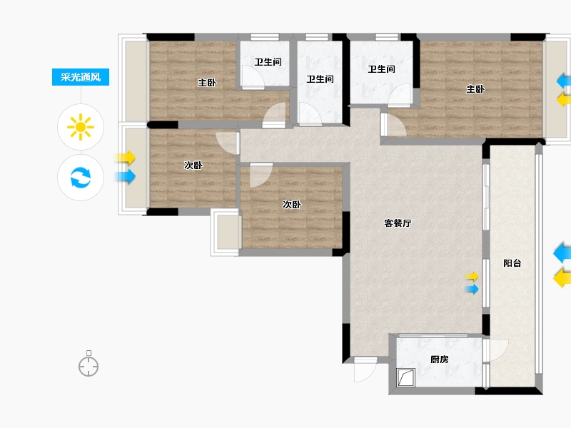 贵州省-黔南布依族苗族自治州-河畔阳光B区-115.20-户型库-采光通风