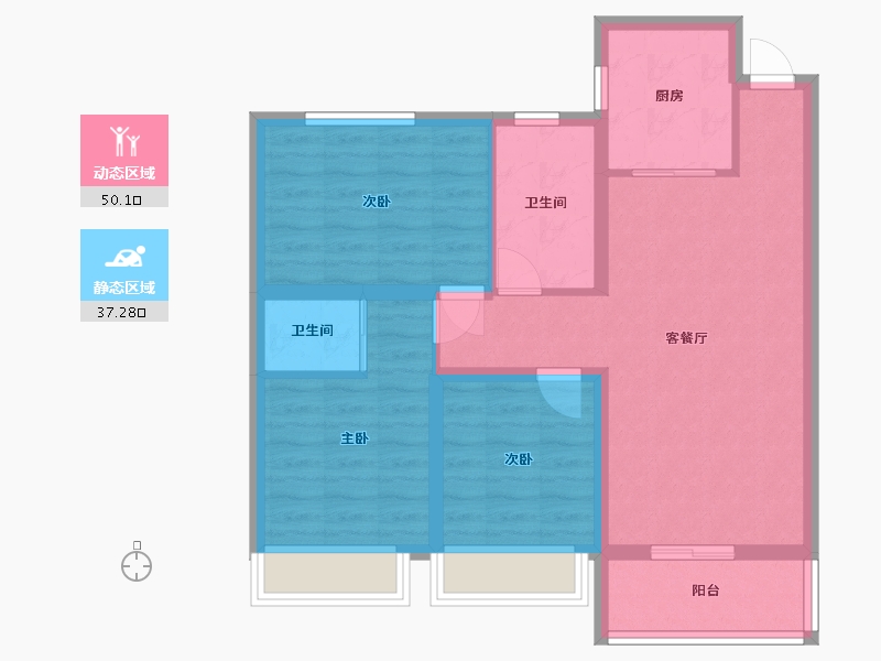 陕西省-咸阳市-融和城-83.20-户型库-动静分区