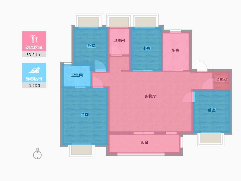 上海-上海市-云湖-94.40-户型库-动静分区