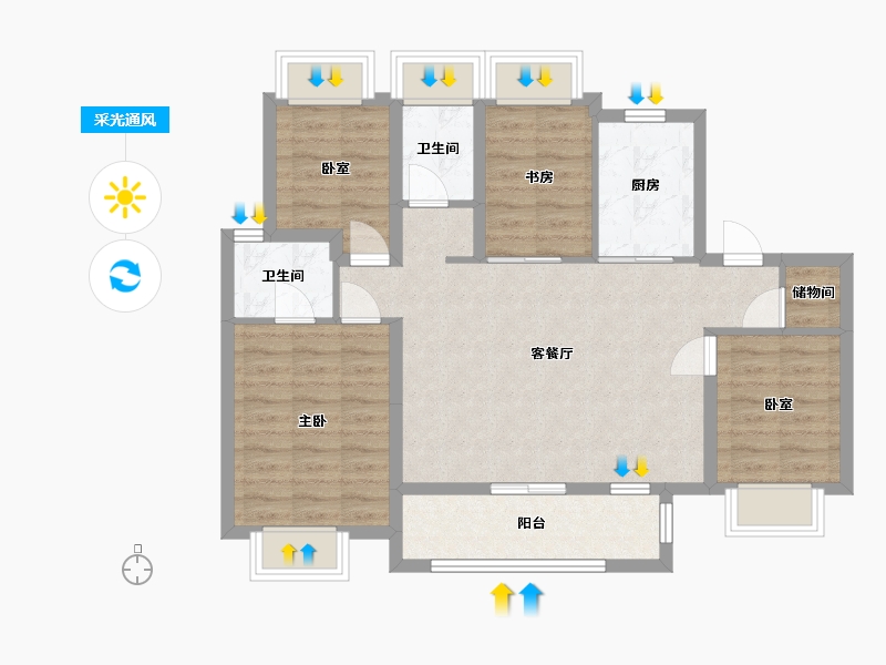 上海-上海市-云湖-94.40-户型库-采光通风