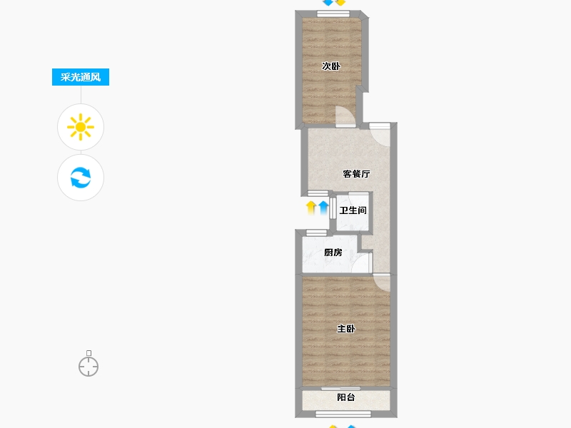 北京-北京市-六里屯北里-48.63-户型库-采光通风