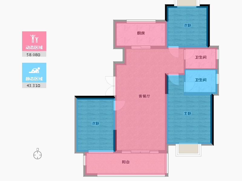 安徽省-淮北市-澜墅颐景西区-100.40-户型库-动静分区