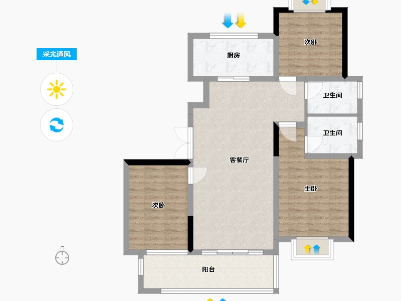 安徽省-淮北市-澜墅颐景西区-100.40-户型库-采光通风