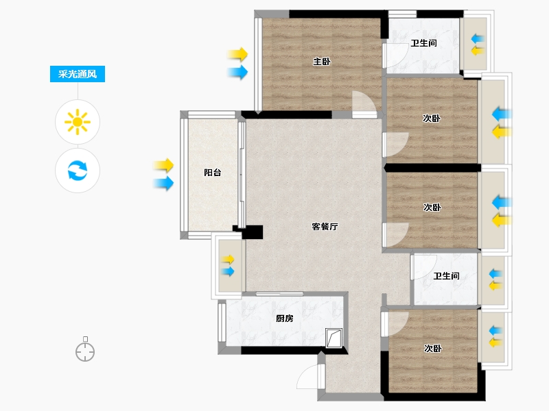 广东省-深圳市-百晟上府-86.64-户型库-采光通风