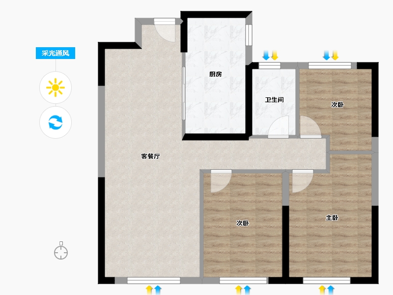 陕西省-西安市-中海·寰宇天下-82.40-户型库-采光通风