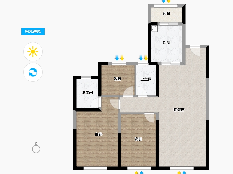 陕西省-西安市-中海·寰宇天下-93.60-户型库-采光通风