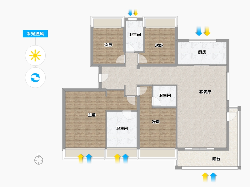 江苏省-苏州市-中海阅泓山晓-140.01-户型库-采光通风