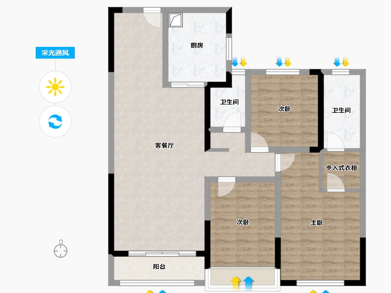 河南省-平顶山市-江山·森林城-104.61-户型库-采光通风