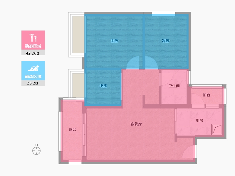 云南省-昆明市-大华公园天下东湖苑-61.45-户型库-动静分区