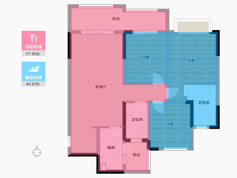 四川省-成都市-万达-90.96-户型库-动静分区