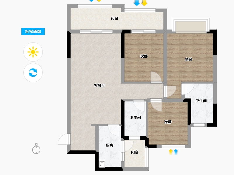 四川省-成都市-万达-90.96-户型库-采光通风