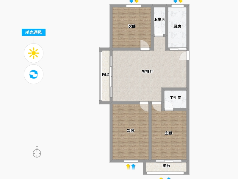 福建省-福州市-祥浦苑-84.00-户型库-采光通风