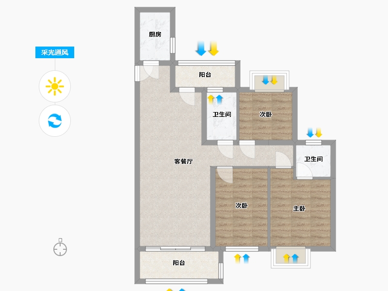 江西省-抚州市-书香门第-86.00-户型库-采光通风