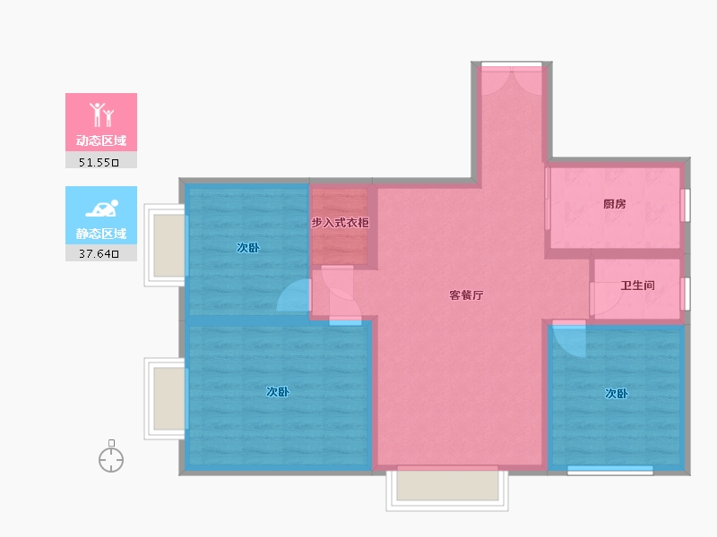 新疆维吾尔自治区-阿克苏地区-金桥幸福里-91.23-户型库-动静分区