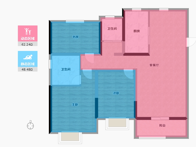 山东省-德州市-云湖四季-98.40-户型库-动静分区