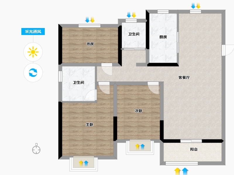 山东省-德州市-云湖四季-98.40-户型库-采光通风