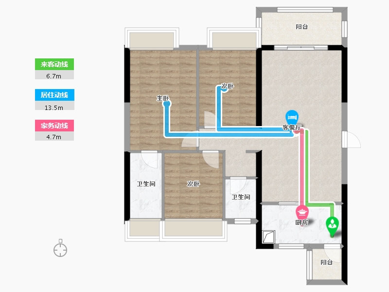 广东省-江门市-幸福帝景湾-91.76-户型库-动静线