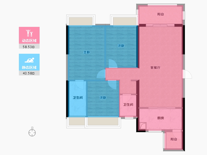 广东省-江门市-幸福帝景湾-91.76-户型库-动静分区