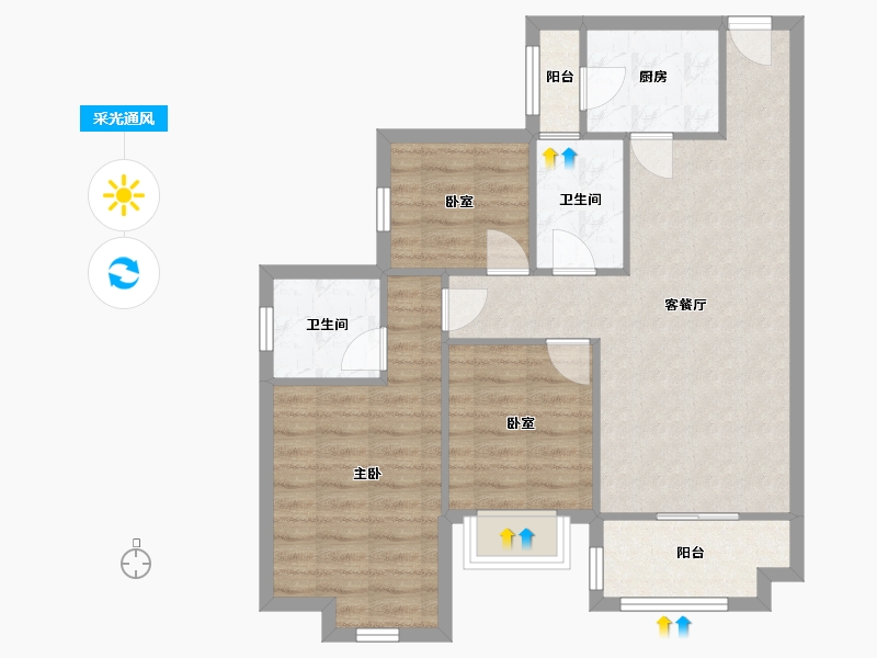 陕西省-汉中市-二期网师苑-84.00-户型库-采光通风