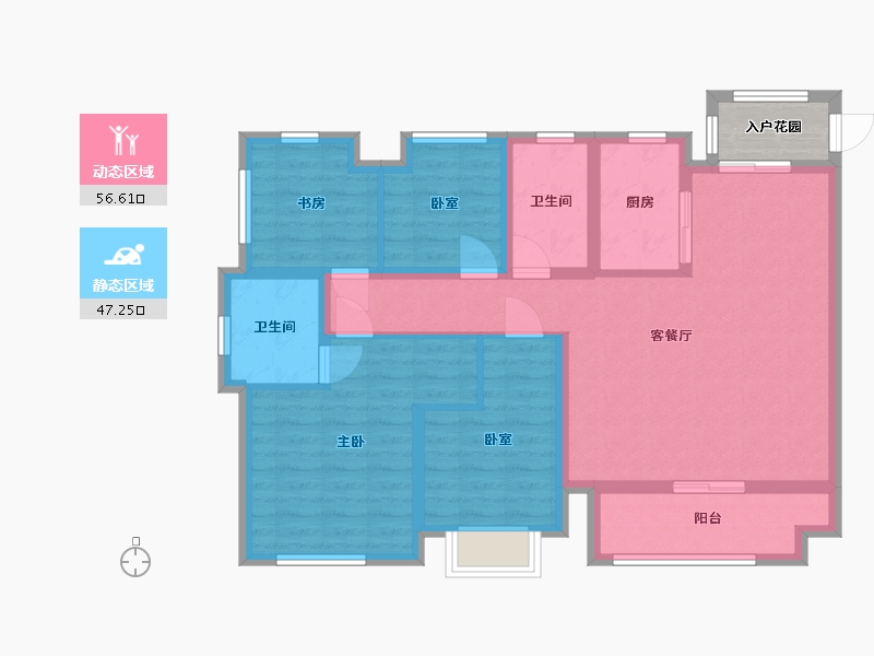 贵州省-贵阳市-生态城-94.40-户型库-动静分区