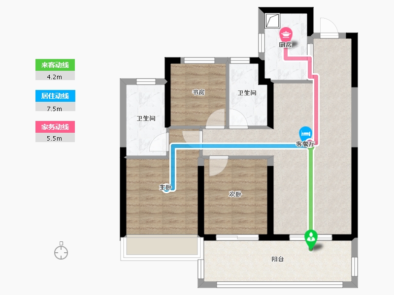 河南省-郑州市-谦祥·雲栖-77.60-户型库-动静线