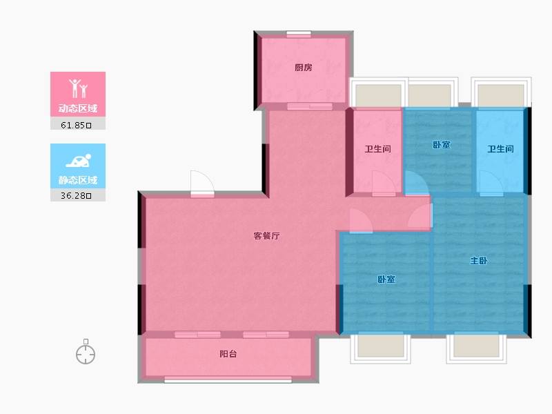 湖北省-武汉市-联投武汉城建花山印象一期-88.58-户型库-动静分区