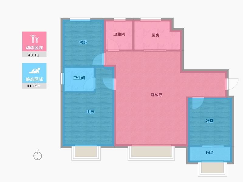 山东省-淄博市-中海观园-80.21-户型库-动静分区