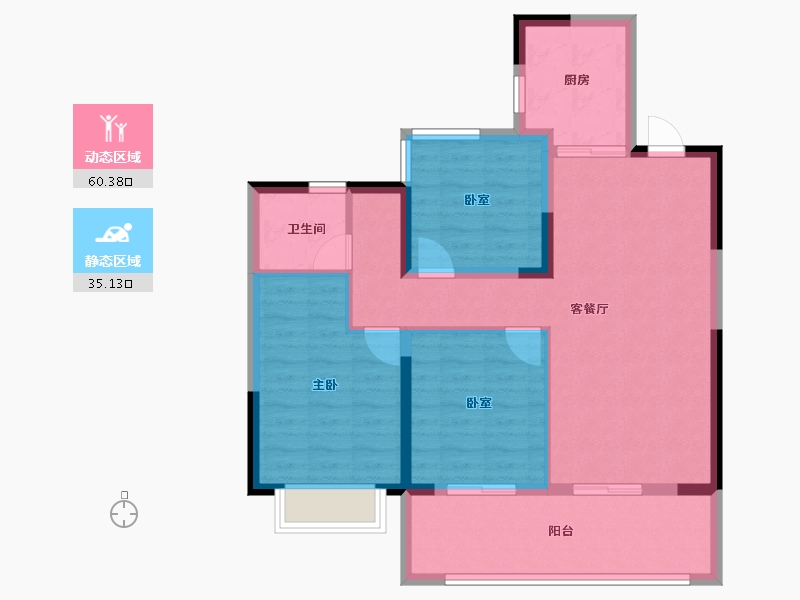 安徽省-合肥市-伟星印湖山-85.59-户型库-动静分区