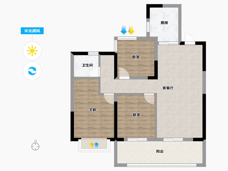 安徽省-合肥市-伟星印湖山-85.59-户型库-采光通风