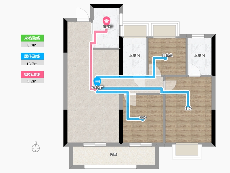 湖北省-武汉市-武汉城建花山印象二期-75.42-户型库-动静线