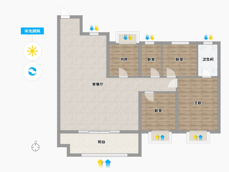 河南省-郑州市-龙湖熙上-111.26-户型库-采光通风