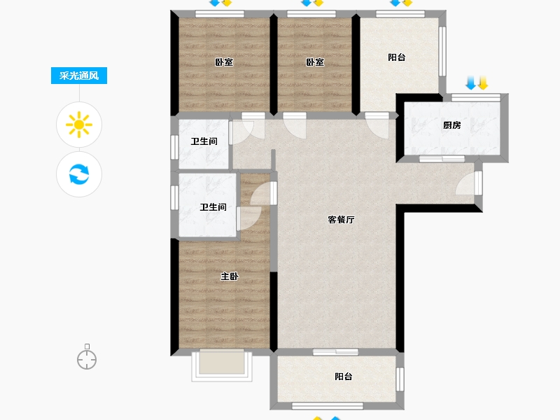 河南省-郑州市-万华城-92.87-户型库-采光通风