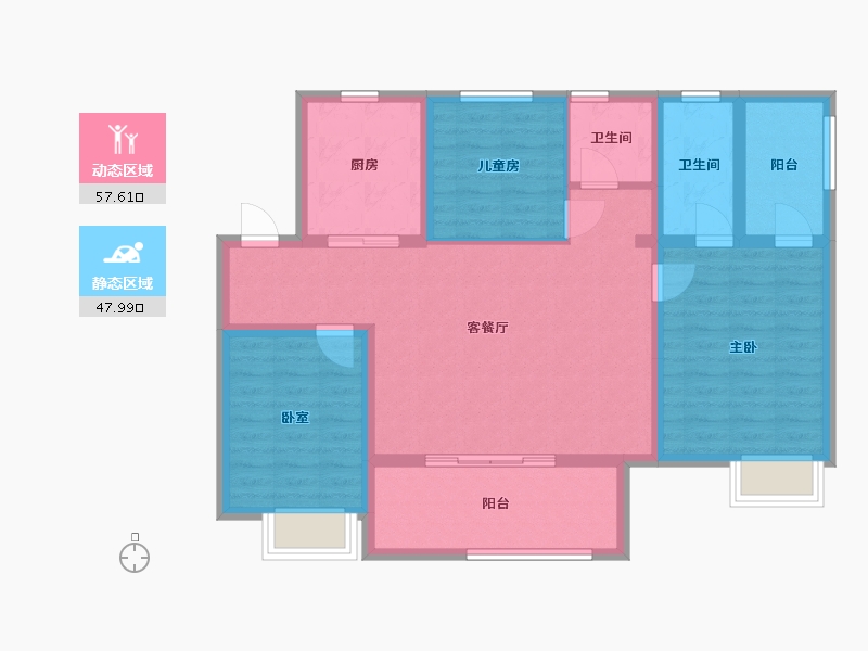 河南省-郑州市-高新·和锦莲序-94.16-户型库-动静分区