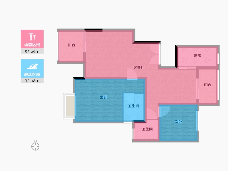 重庆-重庆市-和泓四季B1区-79.17-户型库-动静分区