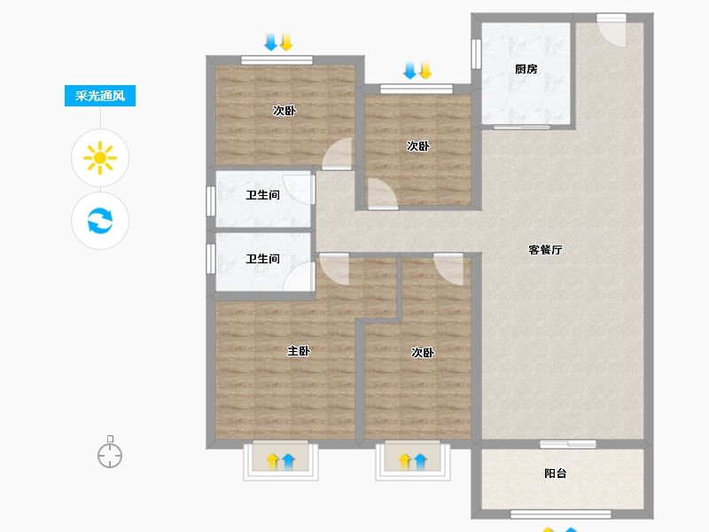 江苏省-镇江市-碧桂园凤凰城-115.20-户型库-采光通风