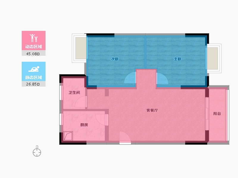 江苏省-南京市-聂村新寓-67.94-户型库-动静分区