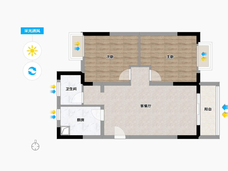 江苏省-南京市-聂村新寓-67.94-户型库-采光通风