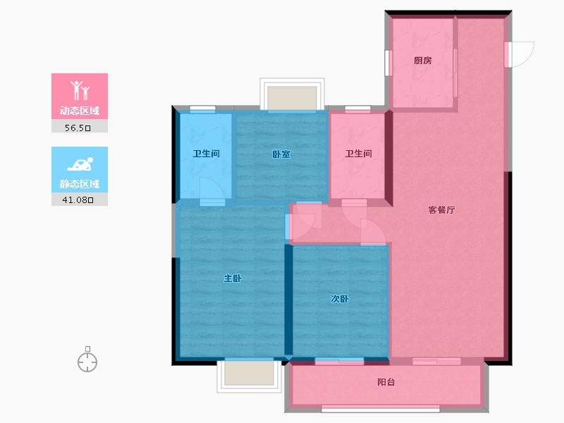 湖北省-武汉市-德信江宸-87.87-户型库-动静分区