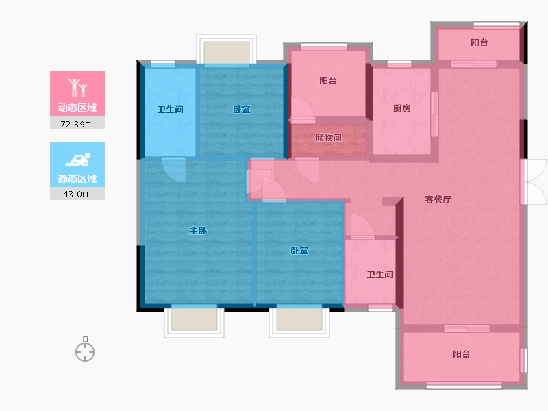 湖南省-长沙市-国欣向荣广场-103.21-户型库-动静分区