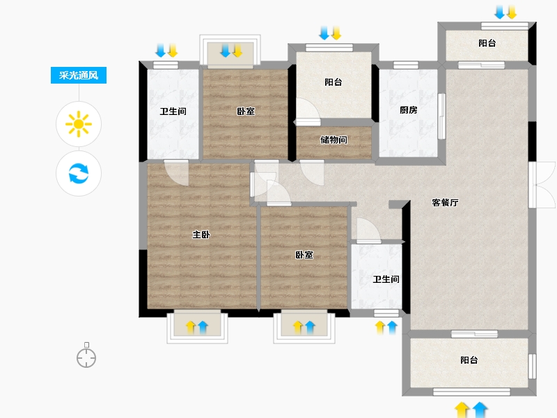 湖南省-长沙市-国欣向荣广场-103.21-户型库-采光通风