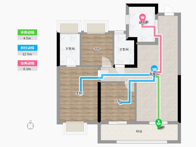 江苏省-无锡市-美的云璟-81.94-户型库-动静线