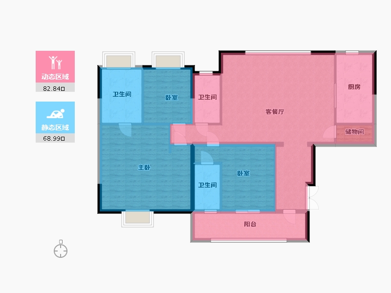 湖北省-武汉市-武汉城建·雲栖湖岸-138.35-户型库-动静分区