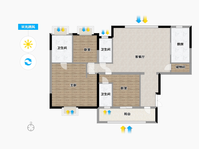 湖北省-武汉市-武汉城建·雲栖湖岸-138.35-户型库-采光通风