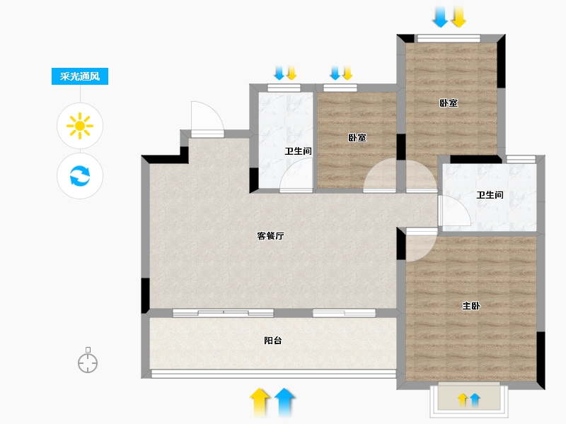 浙江省-湖州市-恒大林溪竹语-90.41-户型库-采光通风