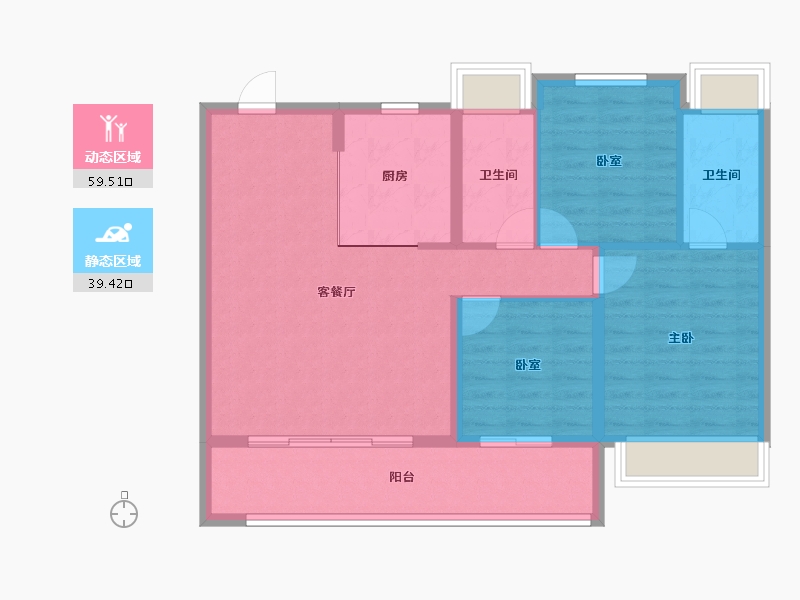 江苏省-南京市-保利扬子萃云台-89.59-户型库-动静分区